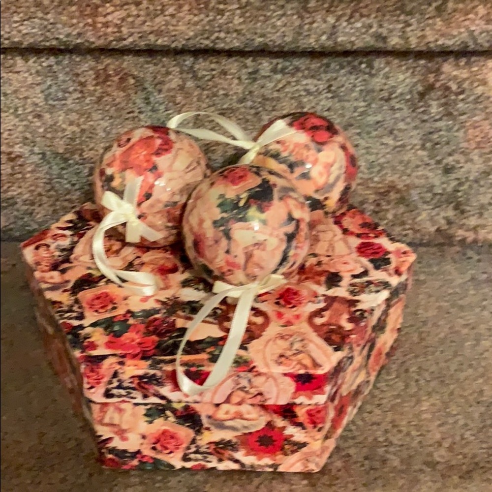Holiday Ornaments with matching storage box
